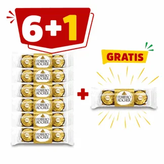 Ferrero Rocher Bolsa T3. (06 unidades) - GRATIS: 01 Ferrero Rocher Bolsa T3.