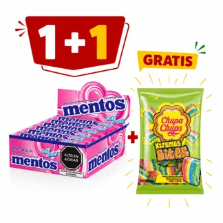 Mentos Tutti Frutti. Display 14 unidades.(1 Display) - GRATIS: 01 Chupa Chups Bites Frutas 57g