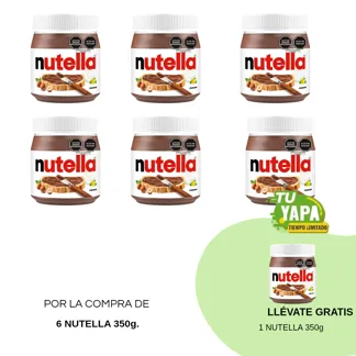 Nutella Envase 350gr.(6 unidades) - GRATIS: 01 Nutella Envase 350gr.