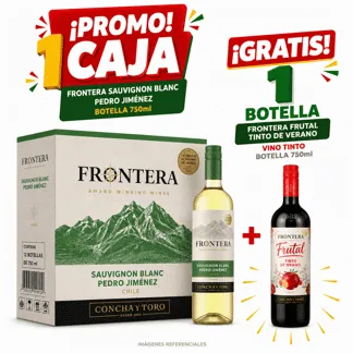 Frontera Sauvignon Blanco Pedro Jiménez. Botella 750ml.(12 unidades) - GRATIS: 01 Frontera Frutal Tinto de Verano Vino Tinto Botel