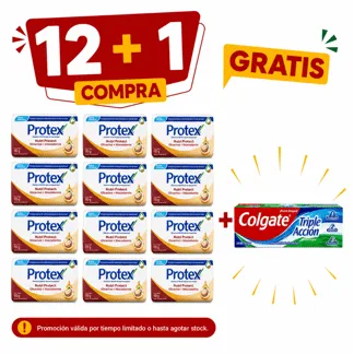 Protex Jabón de Tocador Macadamia (Pro Hidrata). Barra 110gr.(1 docena)- GRATIS: 01 COLG TRIP ACCI 75ML BONIF
