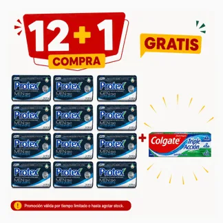 Protex Jabón de Tocador Men Sport. Barra 110gr.(1 docena)- GRATIS: 01 COLG TRIP ACCI 75ML BONIF