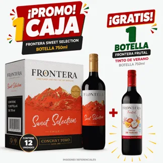 Frontera Sweet Selection. Botella 750ml.(12 unidades) - GRATIS: 01 Frontera Frutal Tinto de Verano Vino Tinto Botella 750ml.