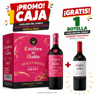 Casillero del Diablo Carnaval Fantastic Sweet. Botella 750ml.(1 caja) - GRATIS: 01 Casillero del Diablo Cabernet Sauvignon. Botell