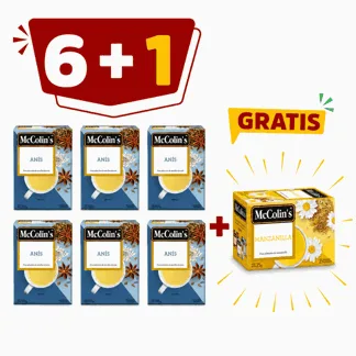 McColin's Infusión Anís. Display x 100 sobres.(6 display)- GRATIS:01 McColin's Infusión Manzanilla. Display x 25 sobres.