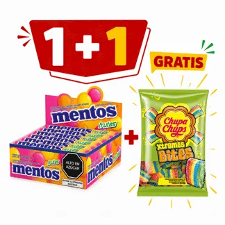Mentos Fruta. Display 14 unidades(1 Display) - GRATIS: 01 Chupa Chups Bites Frutas 57g