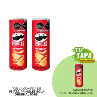 Pringles Sola Original 104g. (02 unidades) - GRATIS: 01 Pringles Sola Original 104g.
