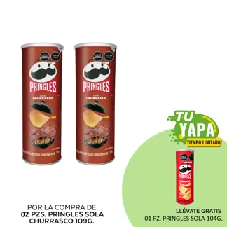 Pringles Churrasco 109g. (02 unidades) - GRATIS: 01 Pringles Sola Original 104g.