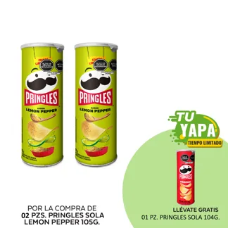 Pringles Lemon Pepper 105g. (02 unidades) - GRATIS: 01 Pringles Sola Original 104g.