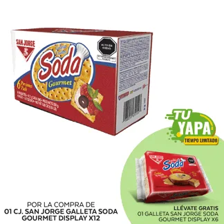 San Jorge Galleta Soda Gourmet. Display (6 x 41.6gr).  (01 Caja) - GRATIS: 01 San Jorge Galleta Soda Gourmet. Display (6 x 41.6gr)