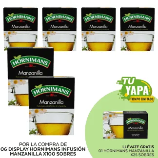 Hornimans Infusión Manzanilla. Display x 100 sobres. (06 display) - GRATIS: 01 Hornimans Manzanilla. (25 sobres)