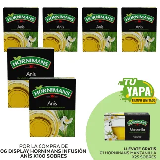 Hornimans Infusión Anís. Display x 100 sobres. (06 display) - GRATIS: 01 Hornimans Manzanilla. (25 sobres)