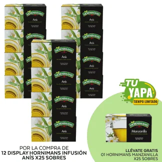 Hornimans Infusión Anís. Display x 25 sobres. (12 display) - GRATIS: 01 Hornimans Manzanilla. (25 sobres)