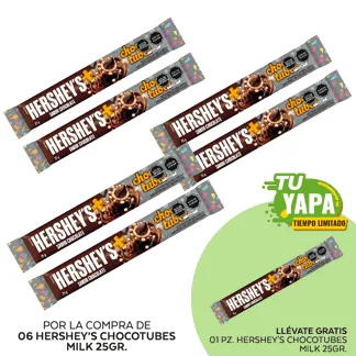 Hershey's Chocotubes Milk 25gr. (06 unidades) - GRATIS: 01 Hershey's Chocotubes Milk 25gr.