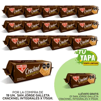 San Jorge Galleta Cracknel Integrales x 175gr. (19 unidades) - GRATIS: 01 San Jorge Galleta Cracknel Integrales x 175gr.