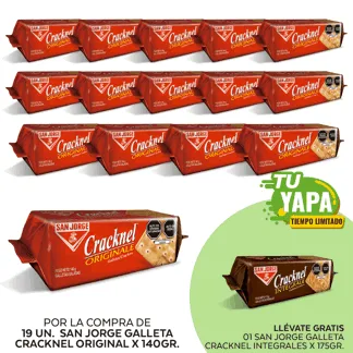 San Jorge Galleta Cracknel Originales x 140gr. (19 unidades) - GRATIS: 01 San Jorge Galleta Cracknel Integrales x 175gr.
