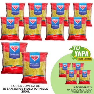 San Jorge Fideo Tornillo x 250g. (10 unidades) - GRATIS: 04 San Jorge Fideo Tornillo x 250g.