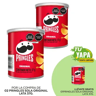 Pringles Sola Original. Lata 37g. (02 unidades) - GRATIS: 01 Pringles Sola Original. Lata 37g.