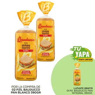 Bauducco Pan Blanco 390gr. (02 unidades) - GRATIS: 01 Bauducco Pan Integral 390gr.