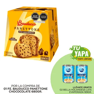 Bauducco Panettone Chococolate 680gr. (01 unidad) - GRATIS: 02 Bella Holandesa Lata Evaporada 169gr.