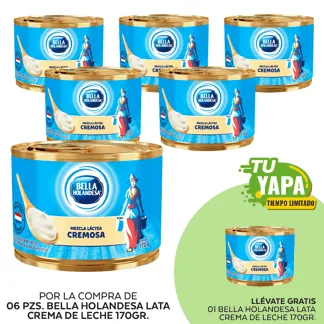 Bella Holandesa Lata Crema de Leche 170gr. (06 unidades) - GRATIS: 01 Bella Holandesa Lata Crema de Leche 170gr.