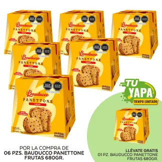 Bauducco Panettone Frutas 680gr. (06 unidades) - GRATIS: 01 Bauducco Panettone Frutas 680gr.