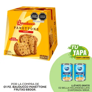 Bauducco Panettone Frutas 680gr. (01 unidad) - GRATIS: 02 Bella Holandesa Lata Evaporada 169gr.