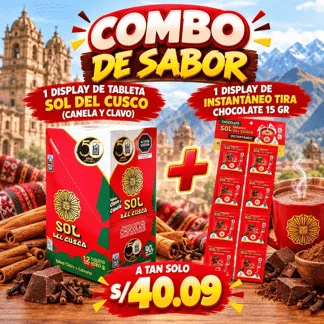 1 ds de tableta SDC (canela y clavo) mas 1ds instantaneo tira chocolate 15 gr