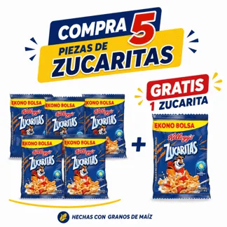 Zucaritas. Bolsa 90g. (5 PIEZAS) - GRATIS: 01 Zucaritas. Bolsa 90g.