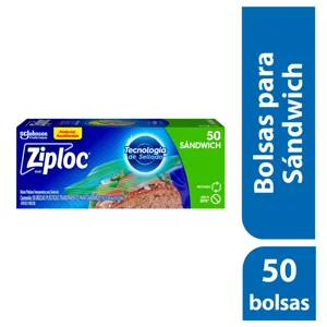Ziploc Bolsa Reutilizable Para Sándwich x50 Piezas