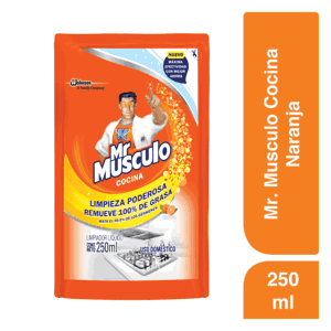 Mr Musculo Quitagrasa Líquido Naranja Repuesto x250ml