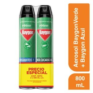 Insecticida Aerosol Baygon Verde 400ml + Baygon Azul 400ml