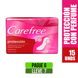 Pague 6 Lleve 7 Protector Carefree Con Perfume x15 Protectores