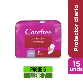 Pague 6 Lleve 7Und Protector Carefree Con Perfume x15 Protectores