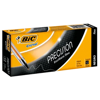 Boligrafo Bic Cristal Precision Mina Naranja Negro x12 Boligrafos