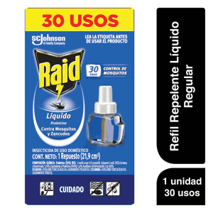 Insecticida Raid Liquido Blister 30 Noches Repuesto x21.9ml