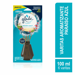Glade Varitas Ambientador Paraíso Azul Frasco Con 100 ml Y 6 Varitas