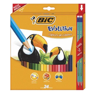 Colores BIC Evolution x24Un + 2 Lápices Gratis