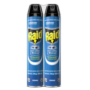 Oferta Insecticida Raid Aerosol Elimina Voladores x2Un x400ml c/u PE