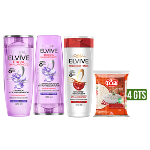 Shampoo RT5x370ml + Shampoo Hialurox370ml + Acon HidraHialurx370ml Gts 4Un ArrozRoax500gr
