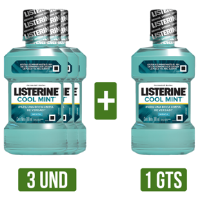3Un Enjuague Bucal Gts Enjuague Bucal (Listerine Cool Mint x180ml)