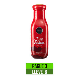 Pague 3 lleve 6 Bebida de Café frio Juan Valdez x250ml