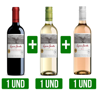 3Un Vino Agua Santa (Tinto Cabernet Sauvignon + Blanco Sauvignon Blanc + Rose) Classic x750ml