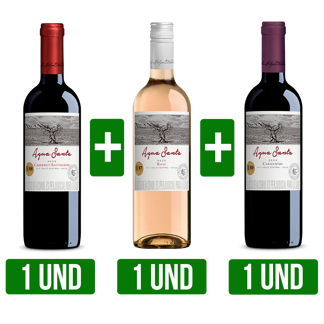 3Un Vino Agua Santa (Carmenere Classic + Cabernet Sauvignon Classic + Rose) Classic x750ml