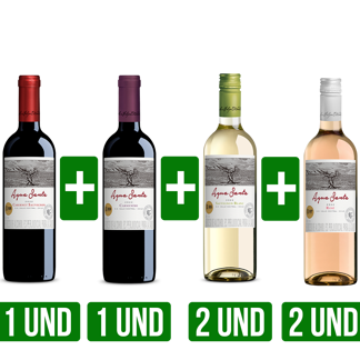 Vino Agua Santa (Cabernet Sauvignon + Carmenere + 2Un Sauvignon Blanc + 2Un Rose) Classic x750ml