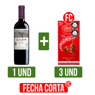 Vino Agua Santa Rose x750ml + 3Un Chocolate Lindt Lindor Cajax100gr