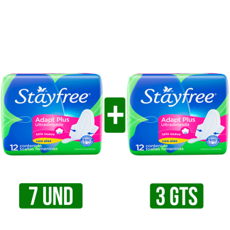 7Un Toalla Femenina  Gts 3Un Toalla Femenina (Stayfree Adapt Plus Ultradelgada x12 Toallas)