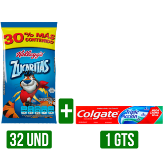 4Dp Cereal Zucaritas Paketicos x8Un x39gr Gts Crema Dental Triple Acción 60ml