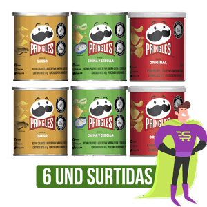 6Un Papas Pringles (Crema y Cebolla /Queso x40gr)/Original x37gr