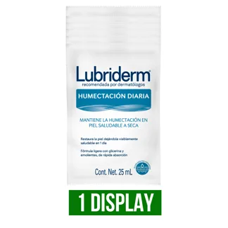 1Display Crema Lubriderm Humectación Diaria Sachet x6Un x25ml